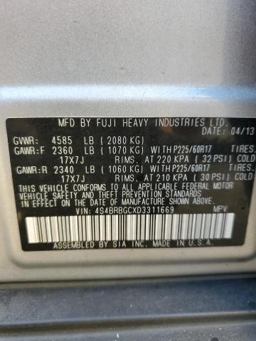Photo 10 from auction – 2013 SUBARU OUTBACK 2. with VIN 4S4BRBGCXD3311669