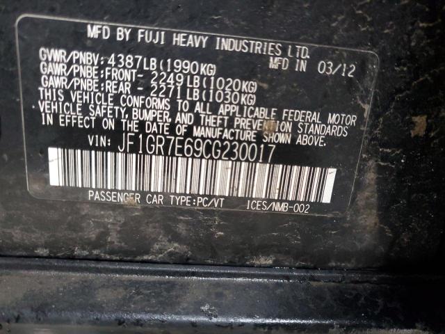 Photo 10 from auction – 2012 SUBARU IMPREZA WR with VIN JF1GR7E69CG230017