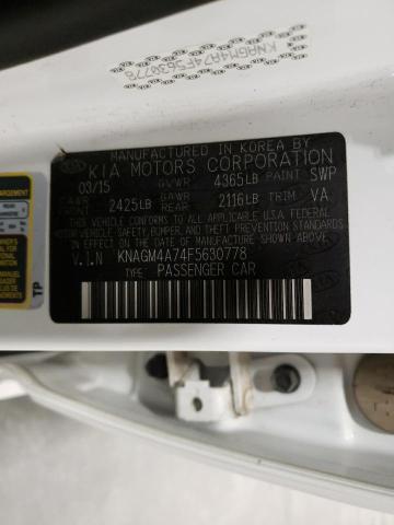 Photo 10 from auction – 2015 KIA OPTIMA LX with VIN KNAGM4A74F5630778