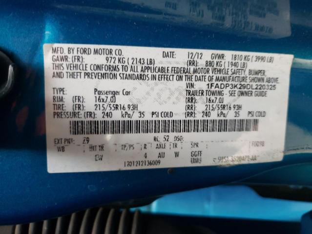 Photo 10 from auction – 2013 FORD FOCUS SE with VIN 1FADP3K29DL220325