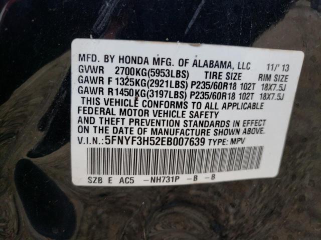 Photo 10 from auction – 2014 HONDA PILOT EXL with VIN 5FNYF3H52EB007639