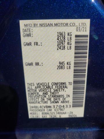 Photo 10 from auction – 2021 NISSAN ALTIMA SR with VIN 1N4BL4CV8MN370433