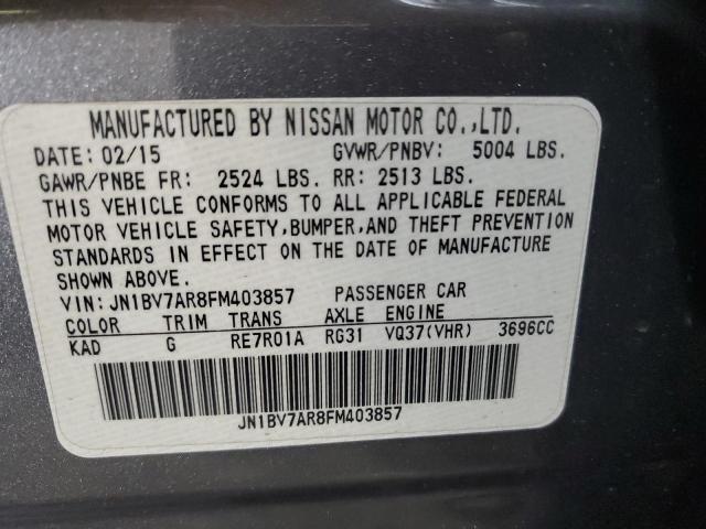 Photo 10 from auction – 2015 INFINITI Q50 BASE with VIN JN1BV7AR8FM403857