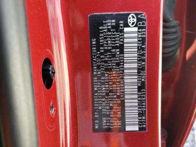 Photo 10 from auction – 2014 TOYOTA COROLLA L with VIN 5YFBURHE2EP094400