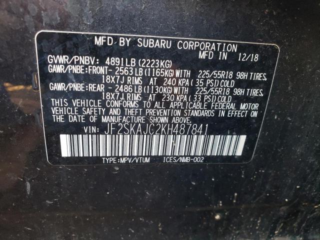 Photo 10 from auction – 2019 SUBARU FORESTER S with VIN JF2SKAJC2KH487841