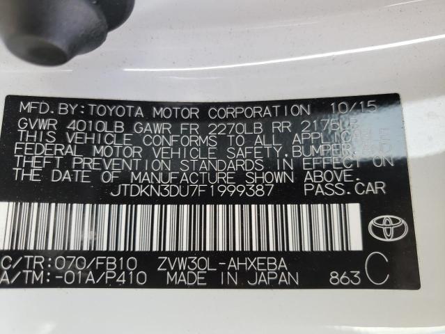 Photo 10 from auction – 2015 TOYOTA PRIUS with VIN JTDKN3DU7F1999387