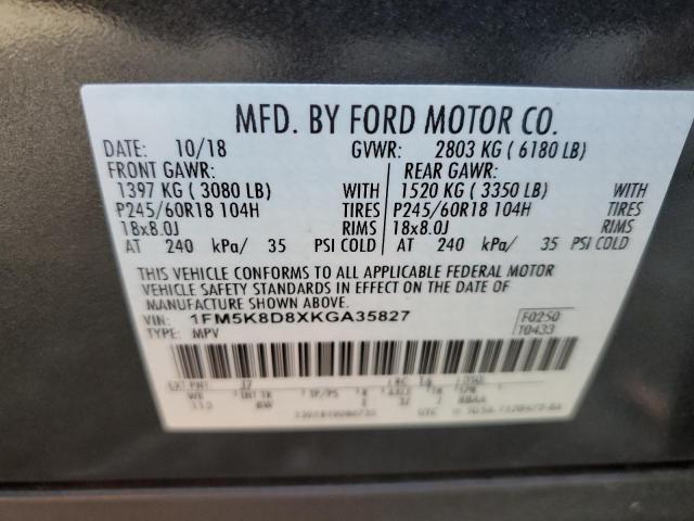 Photo 10 from auction – 2019 FORD EXPLORER X with VIN 1FM5K8D8XKGA35827