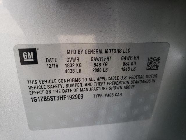 Photo 10 from auction – 2017 CHEVROLET MALIBU LS with VIN 1G1ZB5ST3HF192909