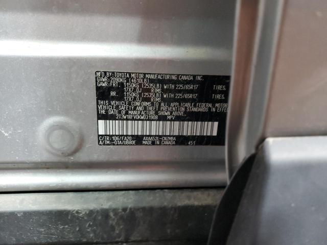 Photo 10 from auction – 2019 TOYOTA RAV4 XLE with VIN 2T3W1RFV0KW031908