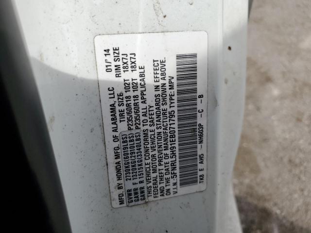Photo 10 from auction – 2014 HONDA ODYSSEY TO with VIN 5FNRL5H91EB071795