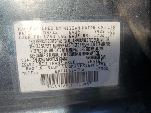 Photo 10 from auction – 2015 NISSAN VERSA S with VIN 3N1CN7AP2FL913487