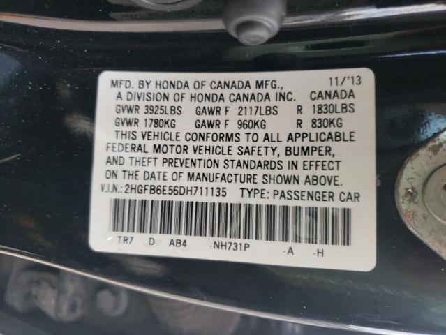 Photo 10 from auction – 2013 HONDA CIVIC SI with VIN 2HGFB6E56DH711135