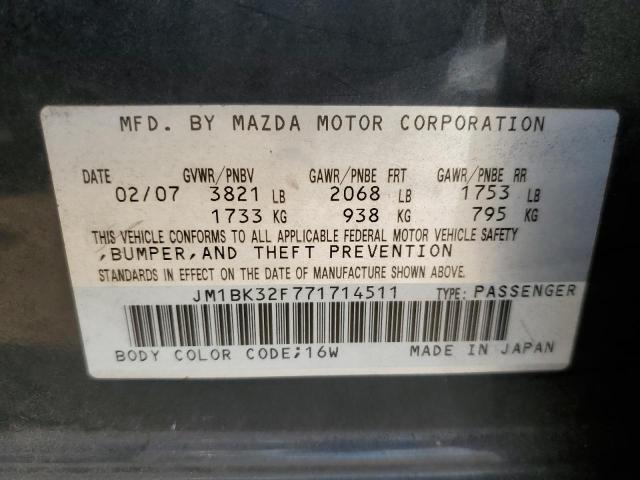 Photo 10 from auction – 2007 MAZDA 3 I with VIN JM1BK32F771714511
