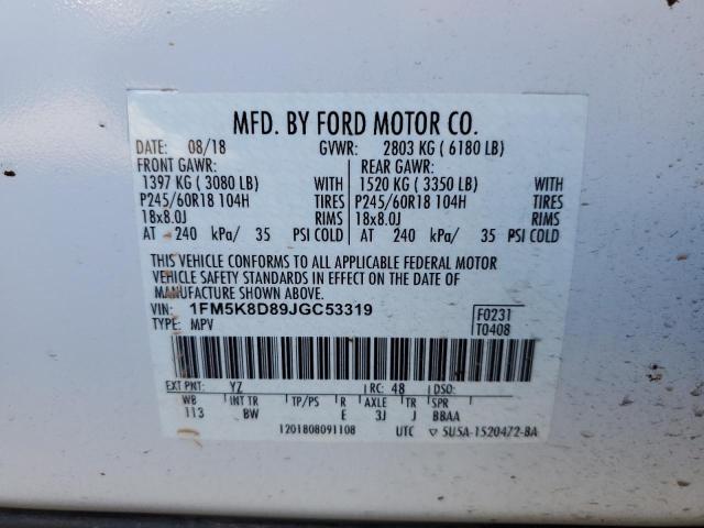 Photo 10 from auction – 2018 FORD EXPLORER X with VIN 1FM5K8D89JGC53319