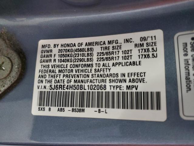 Photo 10 from auction – 2011 HONDA CR-V EX with VIN 5J6RE4H50BL102068