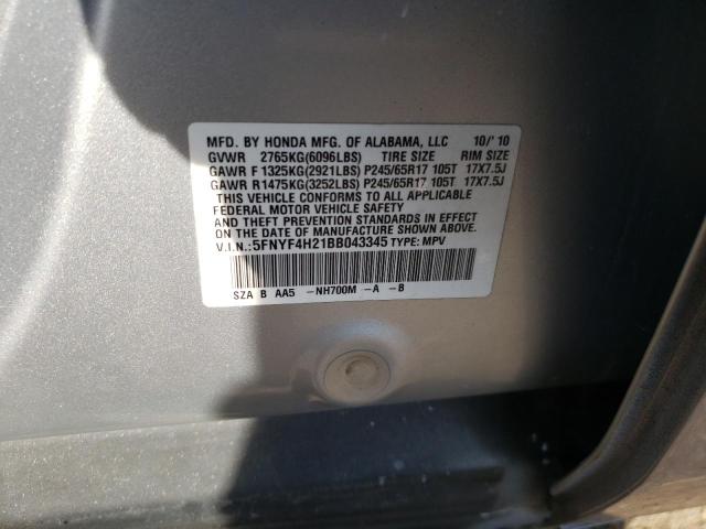 Photo 10 from auction – 2011 HONDA PILOT LX with VIN 5FNYF4H21BB043345