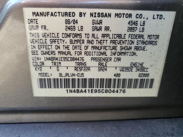 Photo 10 from auction – 2005 NISSAN MAXIMA SE with VIN 1N4BA41E95C804476