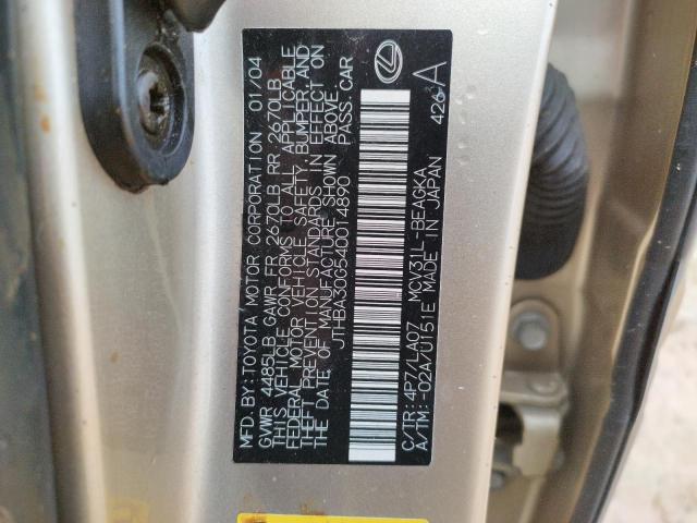 Photo 10 from auction – 2004 LEXUS ES 330 with VIN JTHBA30G540014890