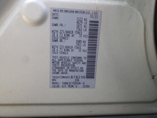 Photo 10 from auction – 2015 NISSAN ROGUE S with VIN 5N1AT2MVXFC878230