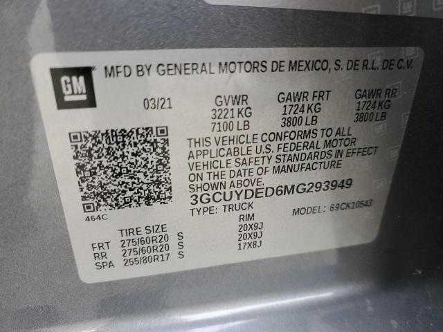 Photo 10 from auction – 2021 CHEVROLET SILVERADO with VIN 3GCUYDED6MG293949