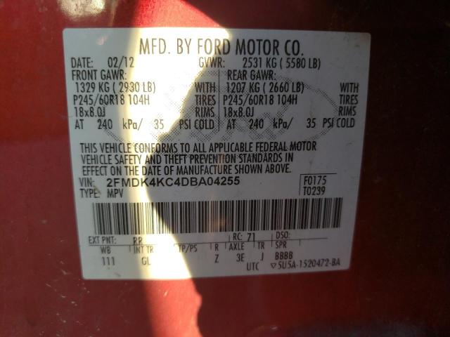 Photo 10 from auction – 2013 FORD EDGE LIMIT with VIN 2FMDK4KC4DBA04255
