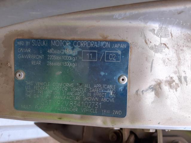 Photo 10 from auction – 2003 SUZUKI XL7 PLUS with VIN JS3TY92V834102731