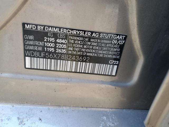 Photo 10 from auction – 2008 MERCEDES-BENZ E 350 with VIN WDBUF56X78B243692