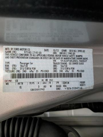 Photo 10 from auction – 2014 FORD FOCUS SE with VIN 1FADP3K25EL195537