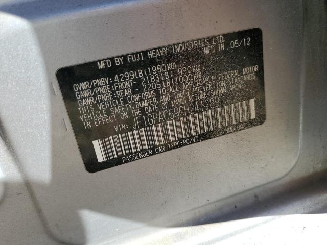 Photo 10 from auction – 2012 SUBARU IMPREZA PR with VIN JF1GPAC69CH241289