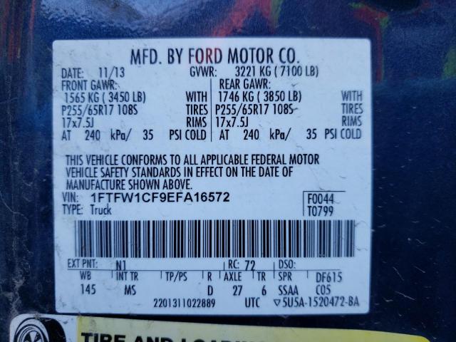 Photo 10 from auction – 2014 FORD F150 SUPER with VIN 1FTFW1CF9EFA16572
