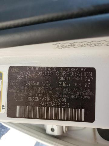 Photo 10 from auction – 2015 KIA OPTIMA LX with VIN KNAGM4A71F5647098