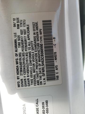 Photo 10 from auction – 2012 HONDA ODYSSEY EX with VIN 5FNRL5H63CB088990