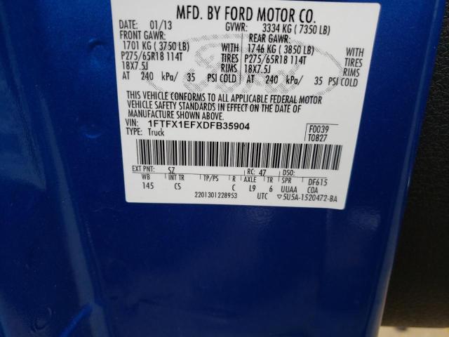 Photo 10 from auction – 2013 FORD F150 SUPER with VIN 1FTFX1EFXDFB35904