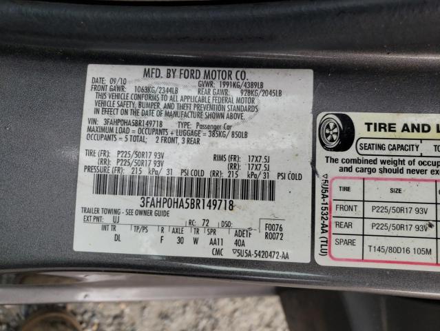 Photo 10 from auction – 2011 FORD FUSION SE with VIN 3FAHP0HA5BR149718