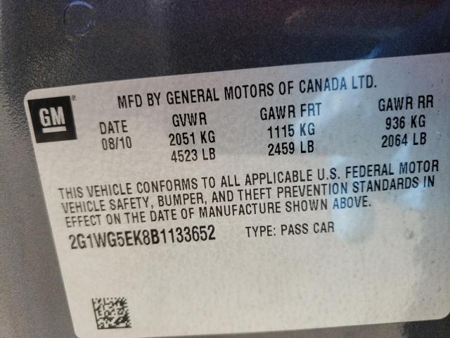 Photo 10 from auction – 2011 CHEVROLET IMPALA LT with VIN 2G1WG5EK8B1133652