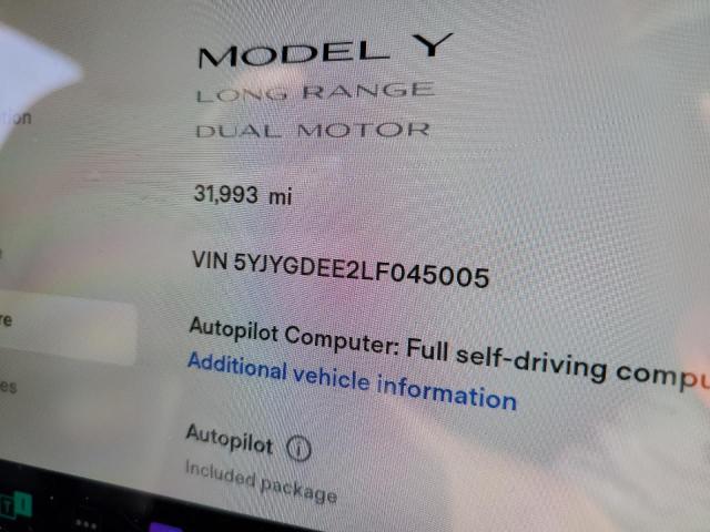 Photo 8 from auction – 2020 TESLA MODEL Y with VIN 5YJYGDEE2LF045005