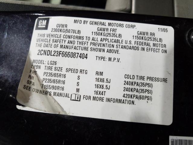 Photo 10 from auction – 2006 CHEVROLET EQUINOX LS with VIN 2CNDL23F666087404