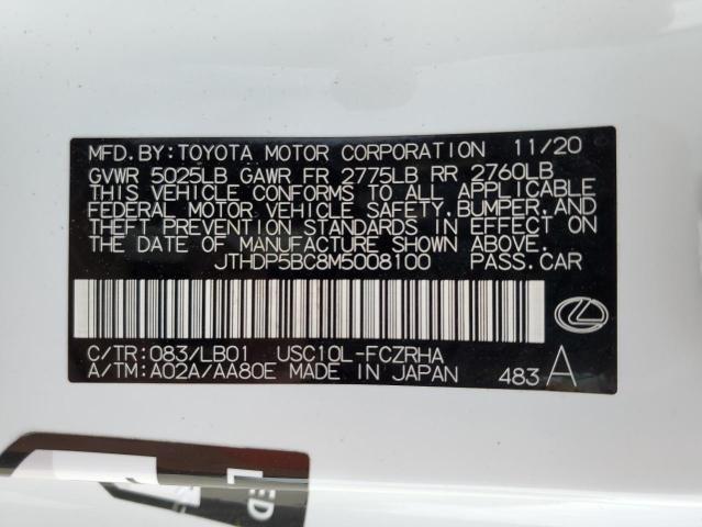 Photo 10 from auction – 2021 LEXUS RC-F BASE with VIN JTHDP5BC8M5008100