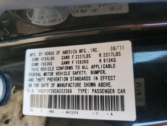 Photo 10 from auction – 2012 HONDA ACCORD LX with VIN 1HGCP2F36CA002566