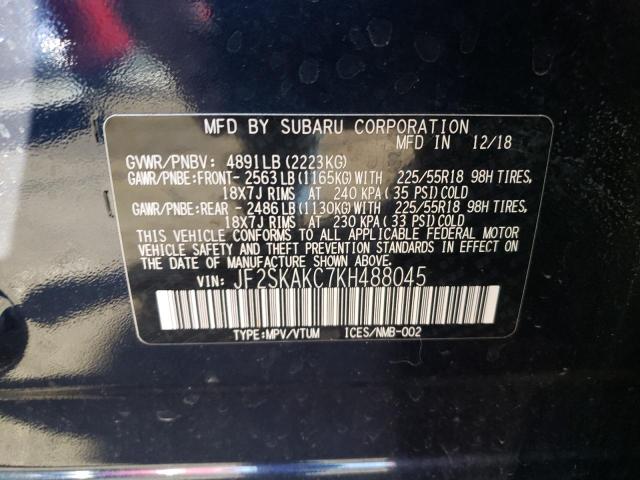 Foto 10 de la subasta – 2019 SUBARU FORESTER S con VIN JF2SKAKC7KH488045