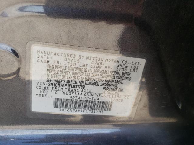 Photo 10 from auction – 2015 NISSAN VERSA S with VIN 3N1CN7AP1FL931799