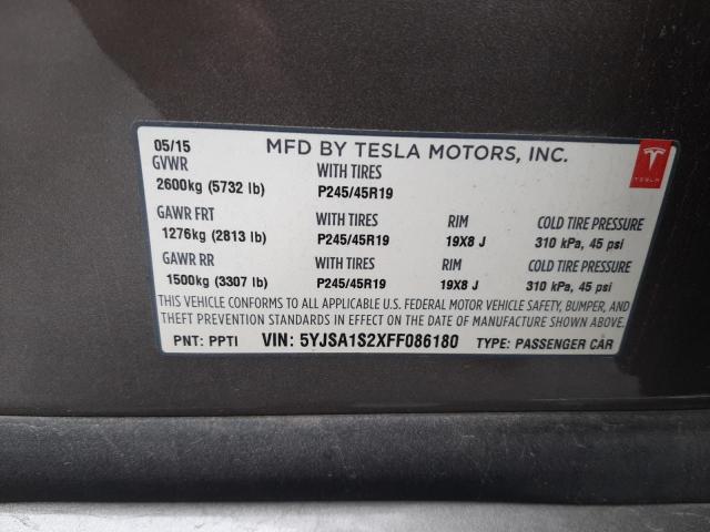 Photo 10 from auction – 2015 TESLA MODEL S 70 with VIN 5YJSA1S2XFF086180