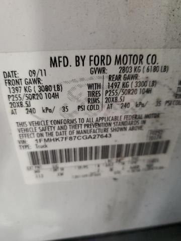 Photo 10 from auction – 2012 FORD EXPLORER L with VIN 1FMHK7F87CGA27643