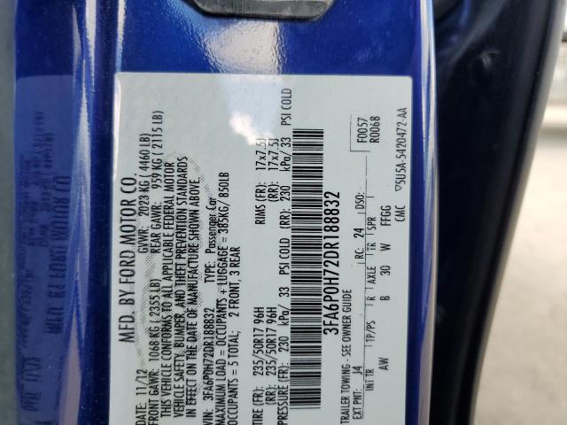 Photo 10 from auction – 2013 FORD FUSION SE with VIN 3FA6P0H72DR188832