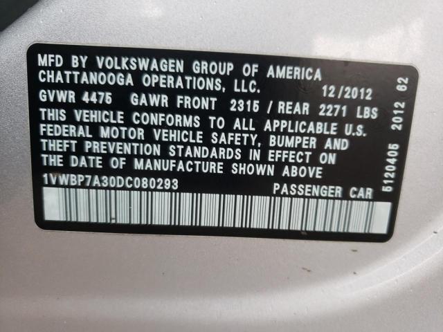Photo 10 from auction – 2013 VOLKSWAGEN PASSAT SE with VIN 1VWBP7A30DC080293