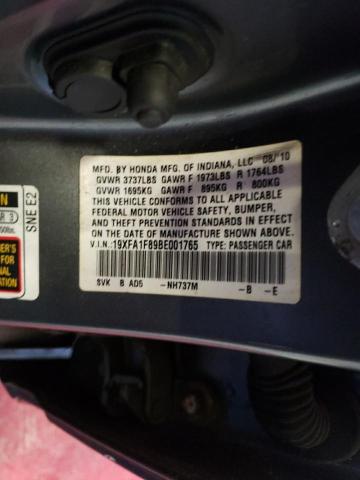 Photo 10 from auction – 2011 HONDA CIVIC EX with VIN 19XFA1F89BE001765