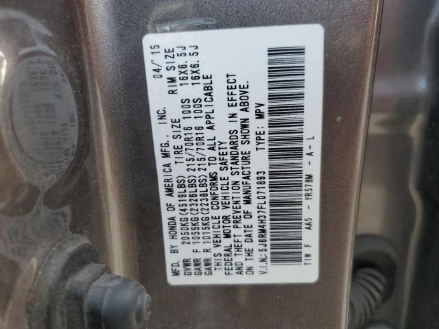 Photo 10 from auction – 2015 HONDA CR-V LX with VIN 5J6RM4H37FL071893