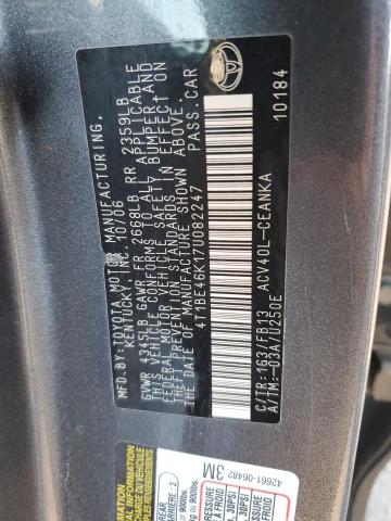 Photo 10 from auction – 2007 TOYOTA CAMRY CE with VIN 4T1BE46K17U082247