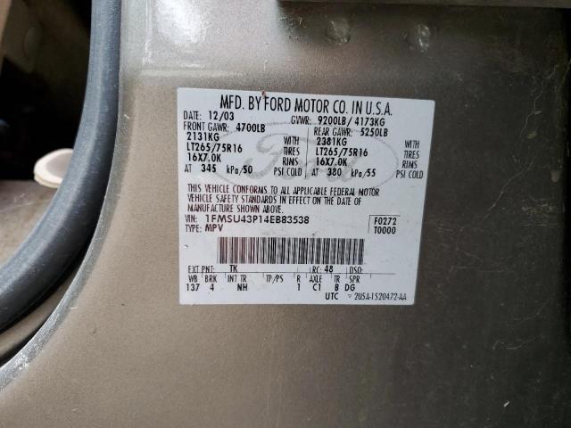 Photo 10 from auction – 2004 FORD EXCURSION with VIN 1FMSU43P14EB83538