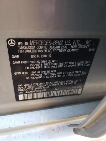 Photo 10 from auction – 2000 MERCEDES-BENZ ML 320 with VIN 4JGAB54E5YA152469